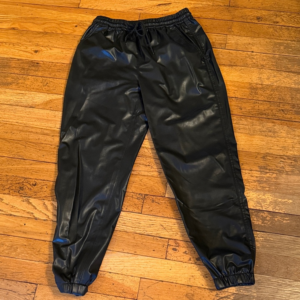Blank NYC Black Faux Leather Joggers